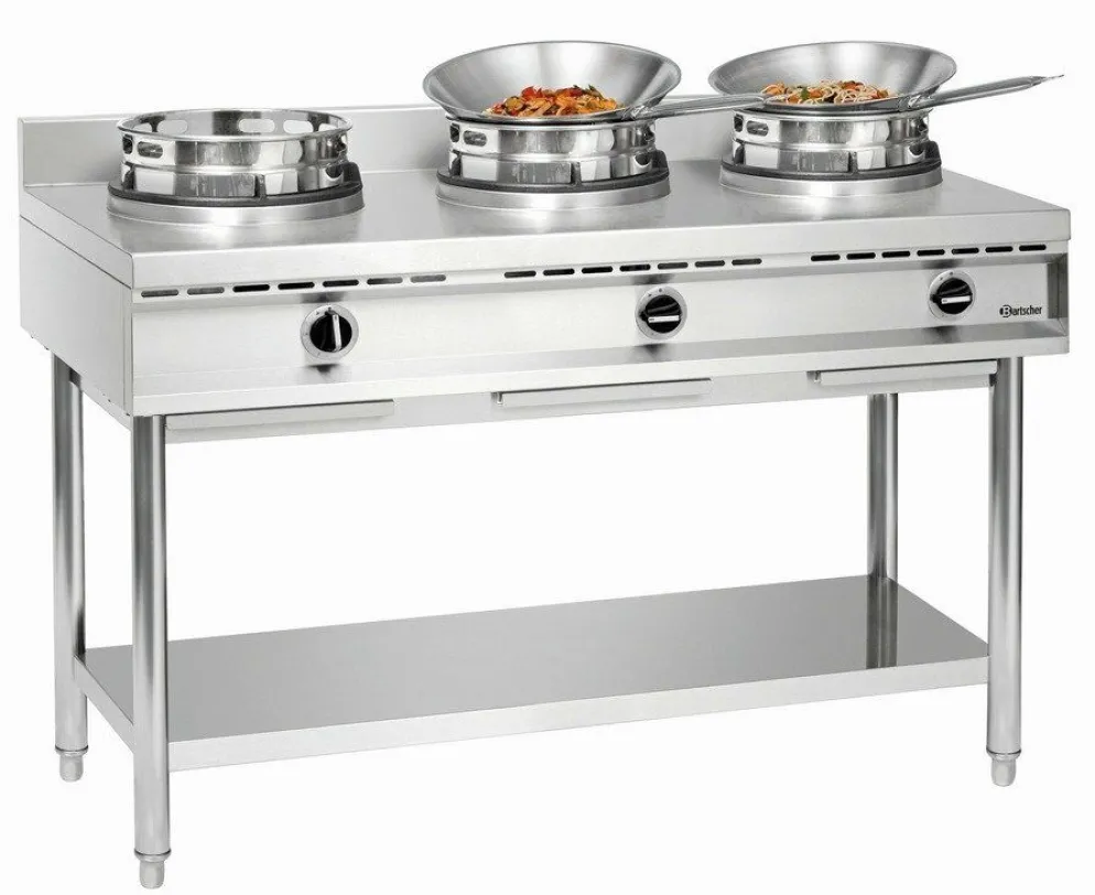 Bartscher Wok-Herd Gas 3 Brenner à 10 kW, B 1500 x T 600mm