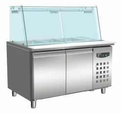 Bäckerei Kühltisch Saladette , 2 Türen, 1510x800x1365mm für 4x 1/1 GN