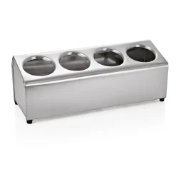 Besteckbehälter, 45 x 17 x 18 cm, für 4 Besteckköcher, Edelstahl