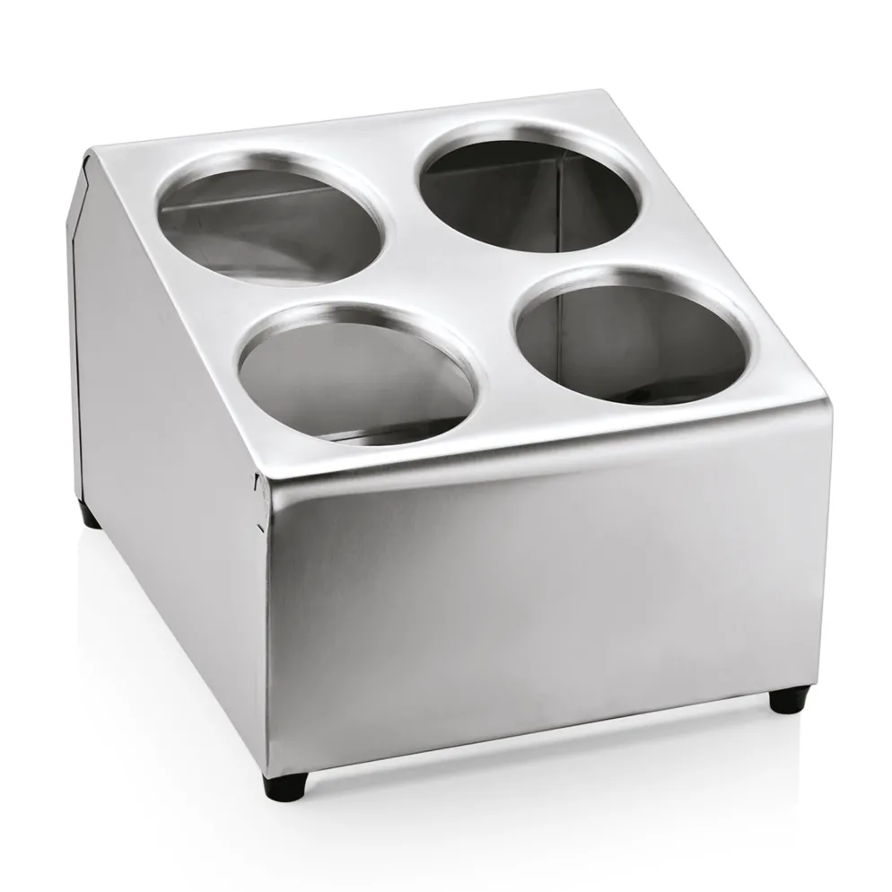 Besteckbehälter, 25,5 x 30 x 21 cm, für 4 Besteckköcher, Edelstahl