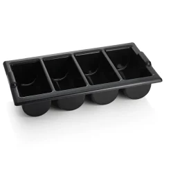 Besteckkasten GN 1/1, mit 4 Einteilungen, schwarz, Polyethylen