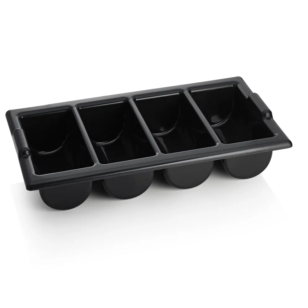 Besteckkasten GN 1/1, mit 4 Einteilungen, schwarz, Polyethylen