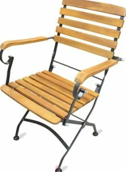 Biergartenstuhl Terrassenstuhl Riki mit Armlehne, Klappbar
