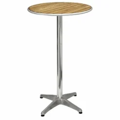 Bistro Stehtisch Eschenholz KRISTA 60 cm mit Gestell aus Aluminium