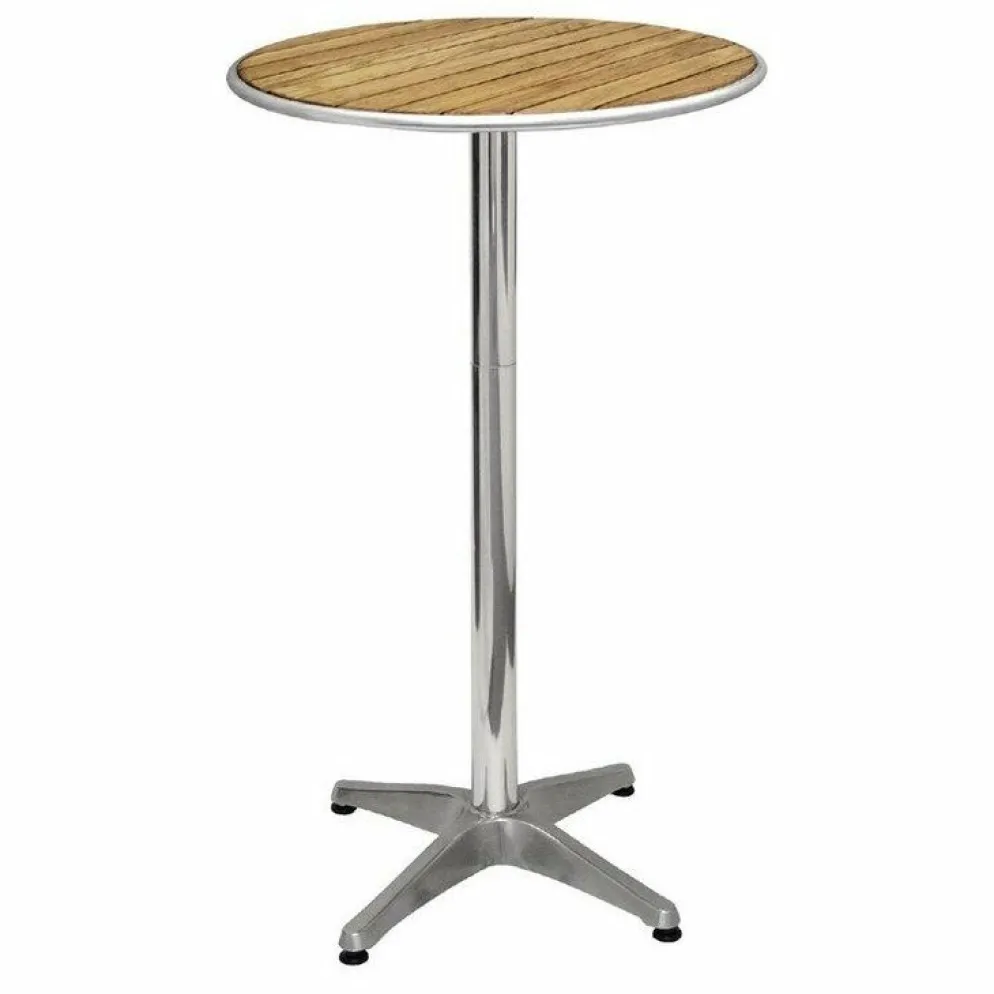 Bistro Stehtisch Eschenholz KRISTA 60 cm mit Gestell aus Aluminium