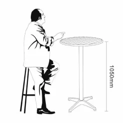 Bistro Stehtisch Eschenholz KRISTA 60 cm mit Gestell aus Aluminium