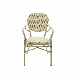 Bistrostuhl Viva-A Rattan Bambus, weiß/schwarz, stapelbar