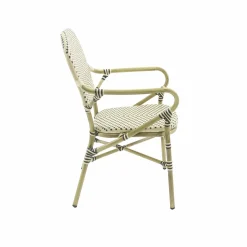 Bistrostuhl Viva-A Rattan Bambus, weiß/schwarz, stapelbar