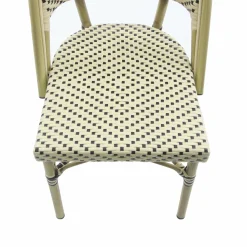 Bistrostuhl Viva-O Rattan Bambus-Weiß/Schwarz, stapelbar