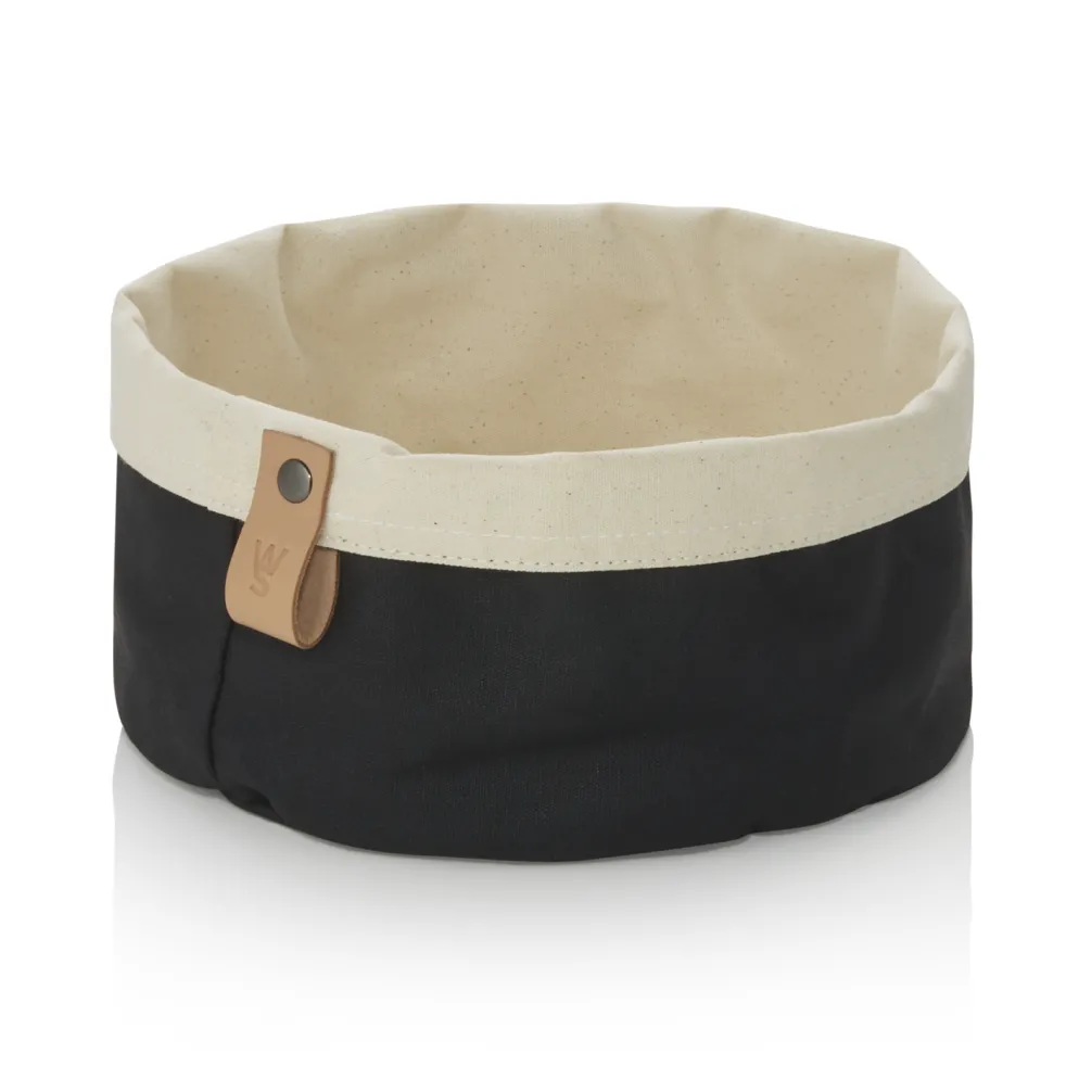Brottasche FLIP COTTON, Ø 20 cm, Höhe 12 cm, schwarz/cream, Canvas
