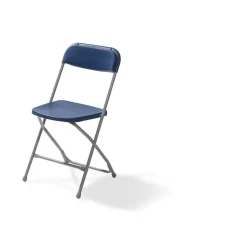 Budget Klappstuhl grau/blau, stapelbar, Stahlgestell, 43x45x80cm
