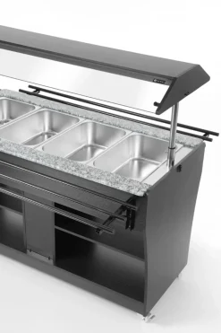 Buffet-Theke beheizt 1490 mm für 4 GN 1/1, Selbstbedienung