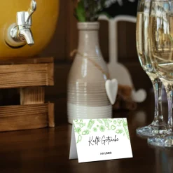 Buffet-Tischaufsteller Grün mit Logo und beschriftbar (250 Stk)