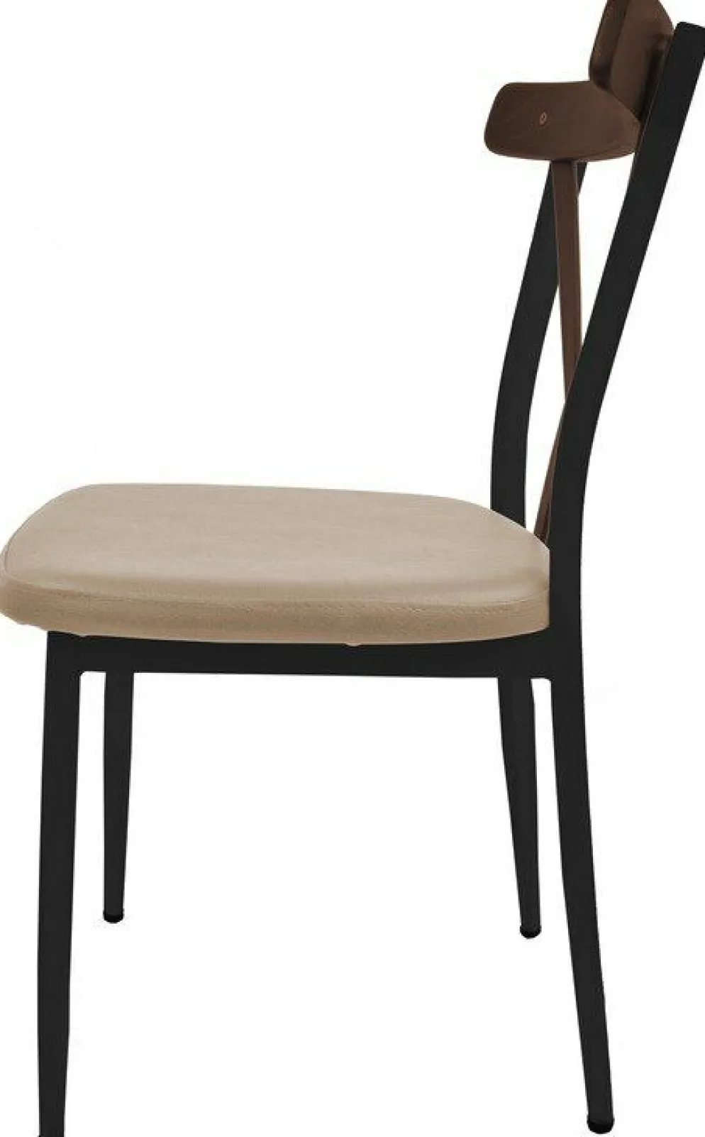 Cafe Stuhl Charlie G200, Gestell schwarz, Sitz Beige, Rücken braun
