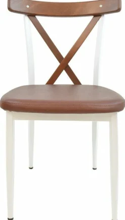 Cafe Stuhl Charlie G100, Gestell weiss, Sitz braun