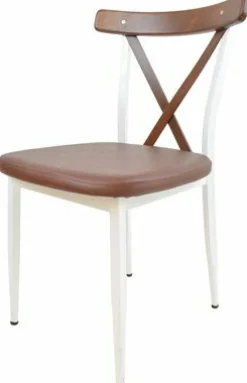 Cafe Stuhl Charlie G100, Gestell weiss, Sitz braun