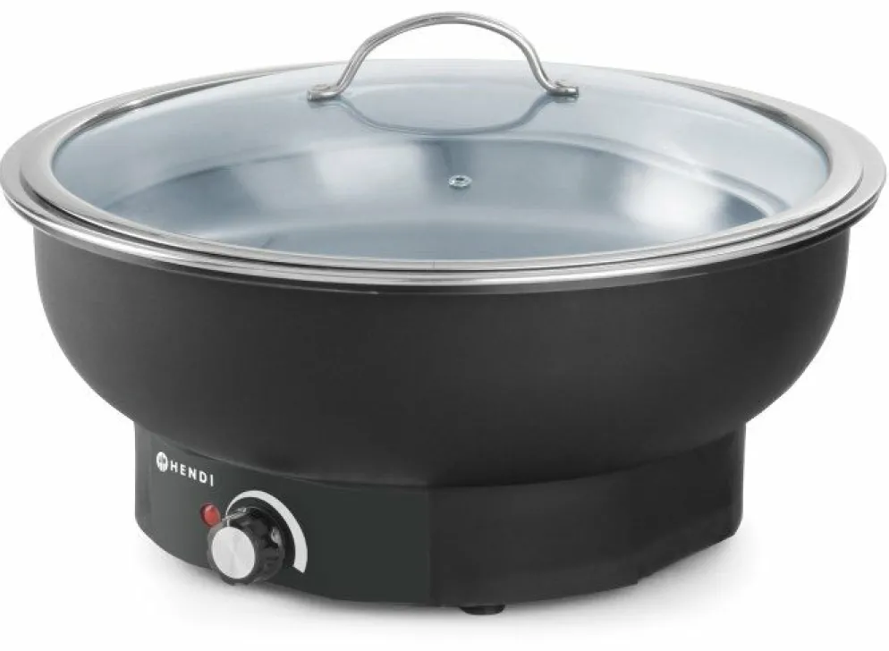 Chafing Dish elektrisch Tesino mit Glasdeckel rund 6,8 L 500W