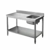 Chef-Tisch mit Aufkantung 160 cm – 1 Becken links