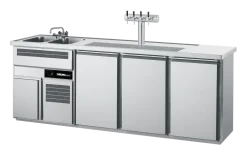 CHROMOnorn Getränketheke, 2 Becken links, 3 Türen, mit Abdeckung 2500x700x980mm