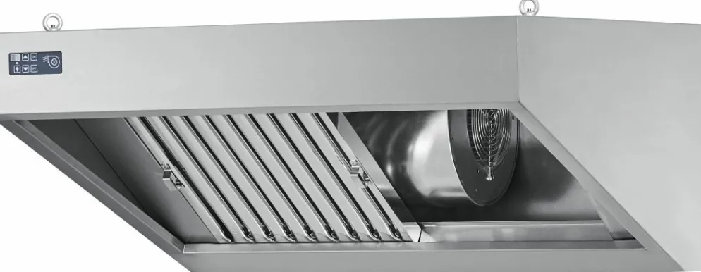 CHROMOnorn Wandhaube mit Ventilator und LED-Einbaubeleuchtung 1600x900x450mm