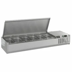 Combisteel Aufsatzvitrine mit Edelstahl Deckel für 5x 1/4 GN