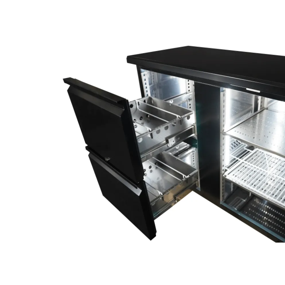 Combisteel Barkühler Schwarz 537L mit 2 Türen, 2 Schubladen
