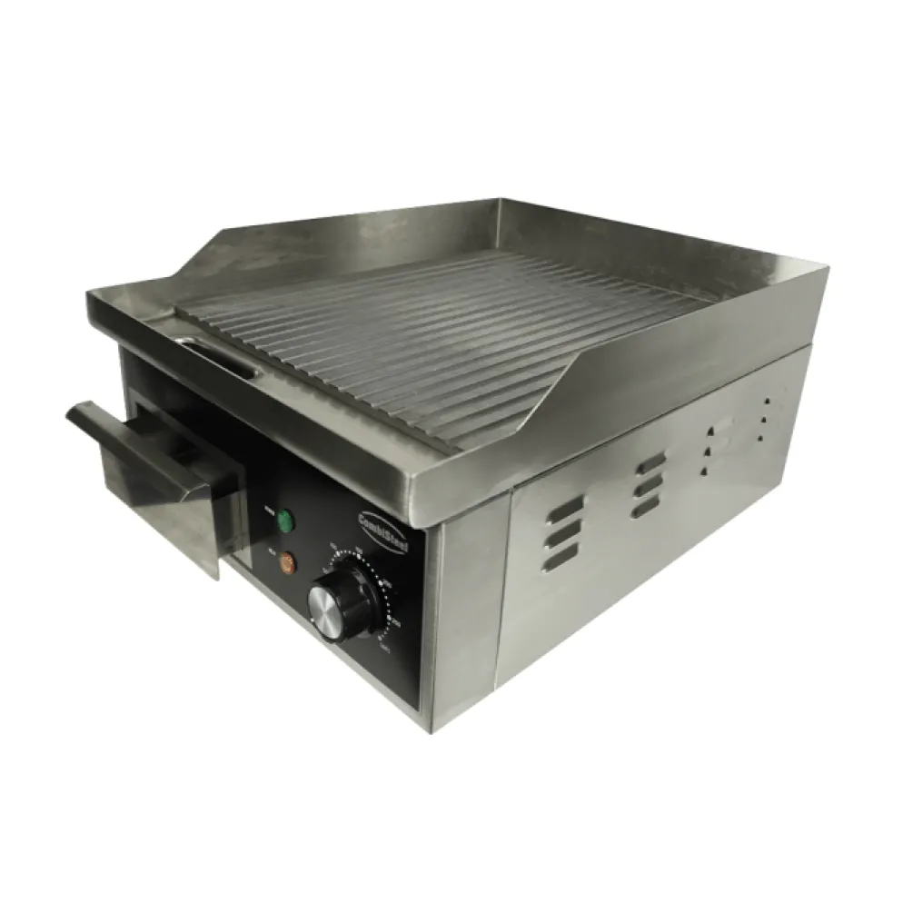 Combisteel Elektro Grillplatte gerillt Edelstahl 360 mm