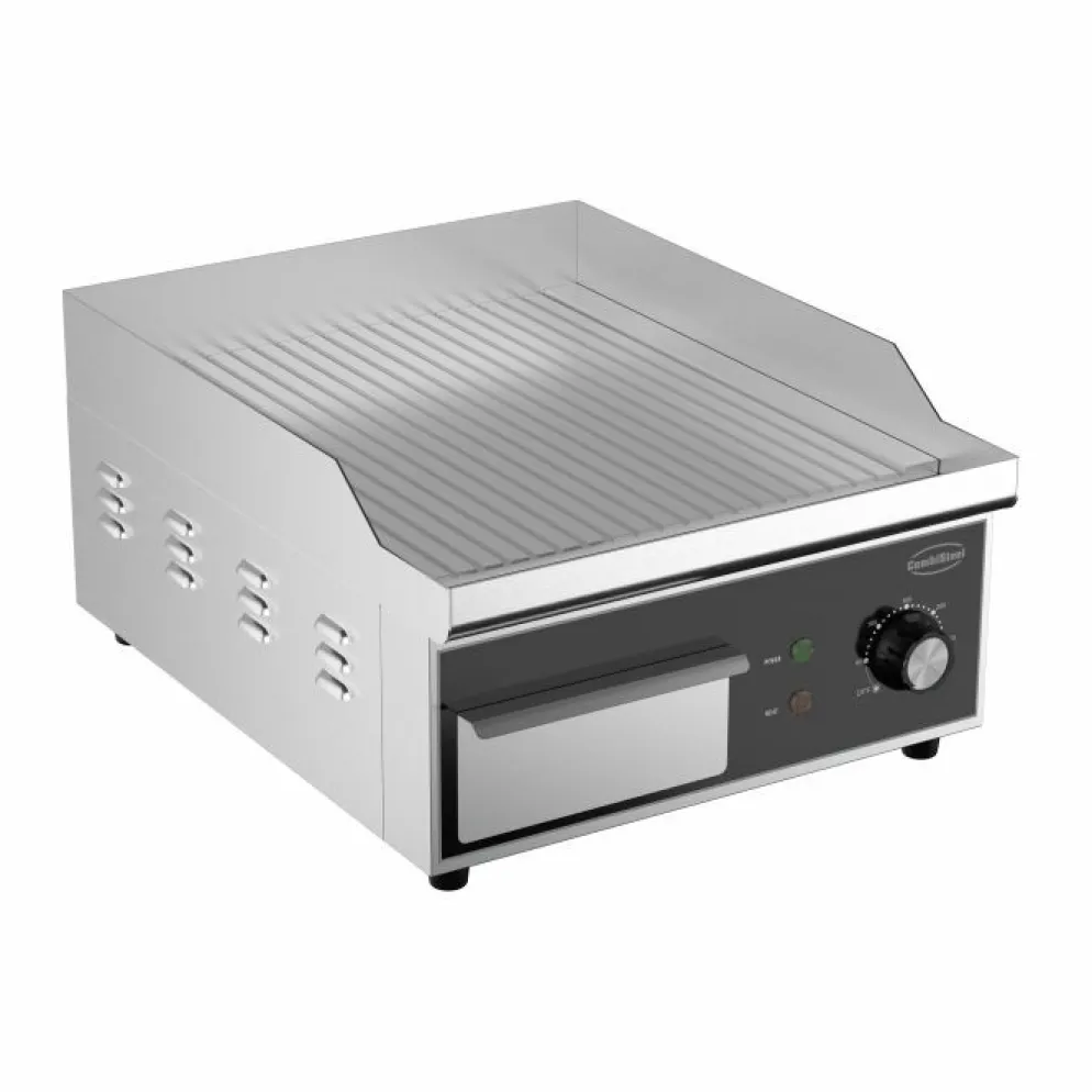 Combisteel Elektro Grillplatte gerillt Edelstahl 360 mm