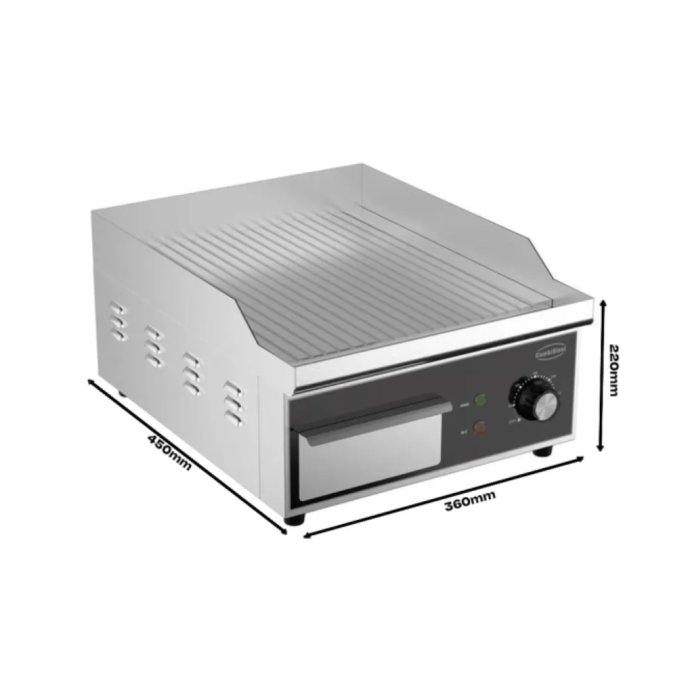 Combisteel Elektro Grillplatte gerillt Edelstahl 360 mm