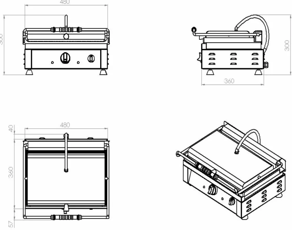 Combisteel Elektro Kontaktgrill gerillt 510 mm, Tischgerät