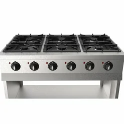 CombiSteel Gasherd 6 Brenner, 6x 6,5 kW, offener Unterbau, Breite 1100mm