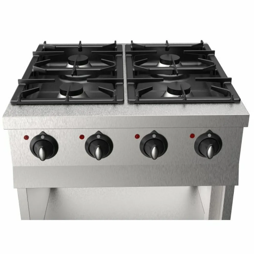 CombiSteel Gasherd 4 Brenner, 4x 6,5 kW, offener Unterbau