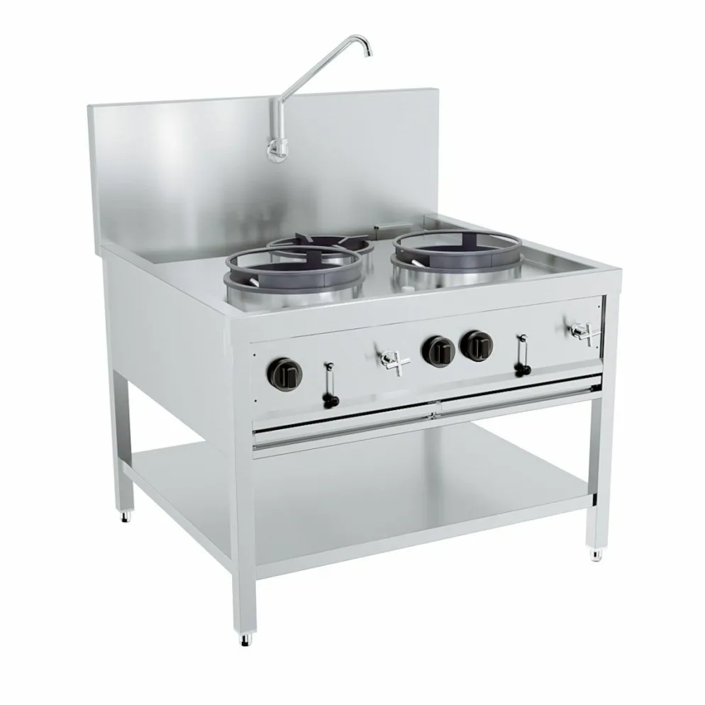Combisteel Gas-Woktisch 2×17 kW + 1×9 kW