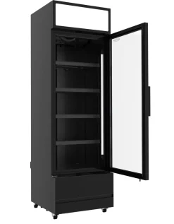 COMBISTEEL Glastür-Kühlschrank FCU-370 BL Schwarz 360 Liter