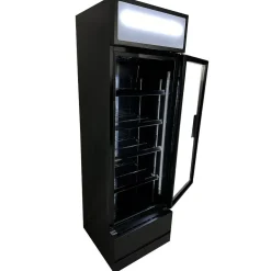 COMBISTEEL Glastür-Kühlschrank FCU-370 BL Schwarz 360 Liter