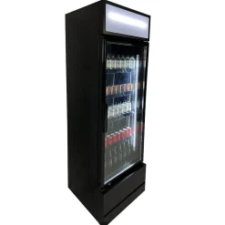 COMBISTEEL Glastür-Kühlschrank FCU-370 BL Schwarz 360 Liter