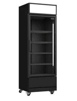 COMBISTEEL Glastür-Kühlschrank FCU-370 BL Schwarz 360 Liter