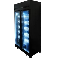 Combisteel Kühlschrank 2 Glastüren Schwarz IRM770 BL 1100 mm