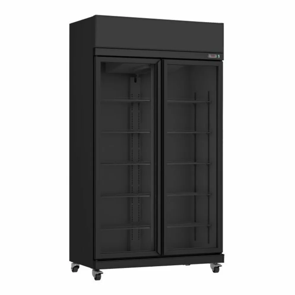 Combisteel Kühlschrank 2 Glastüren Schwarz IRM770 BL 1100 mm