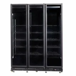Combisteel Kühlschrank 3 Glastüren Schwarz NAP1200 HT mit Türheizung