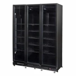 Combisteel Kühlschrank 3 Glastüren Schwarz NAP1200 HT mit Türheizung
