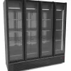 CombiSteel Kühlschrank 4 Glastüren, schwarz, 1850L