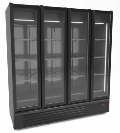 CombiSteel Kühlschrank 4 Glastüren, schwarz, 1850L