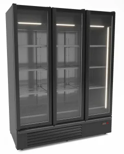 CombiSteel Kühlschrank 3 Glastüren, schwarz, 1555L