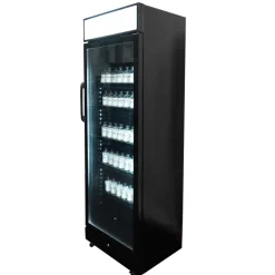 Combisteel Kühlschrank 1 Glastür Schwarz mit Leuchtkasten SVE450 BLC 650 mm