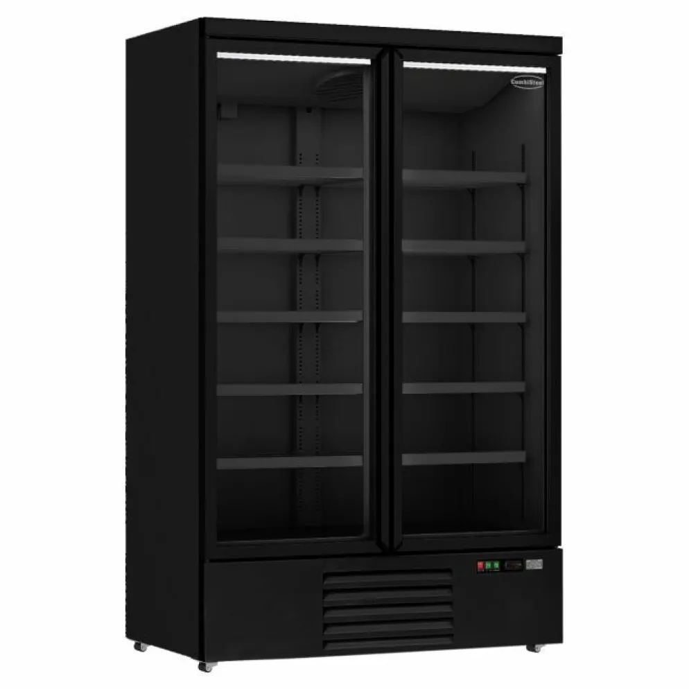 Combisteel Kühlschrank 2 Glastüren Schwarz JDE1000R BL 1253 mm