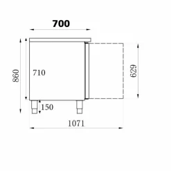 CombiSteel Kühltisch 3 Türen, 417L, 1795x700x850mm
