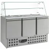 CombiSteel Saladette mit Glasaufsatz, Breite 1365mm, 3-türig