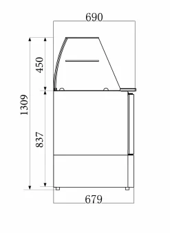 CombiSteel Saladette mit Glasaufsatz, Breite 1365mm, 3-türig