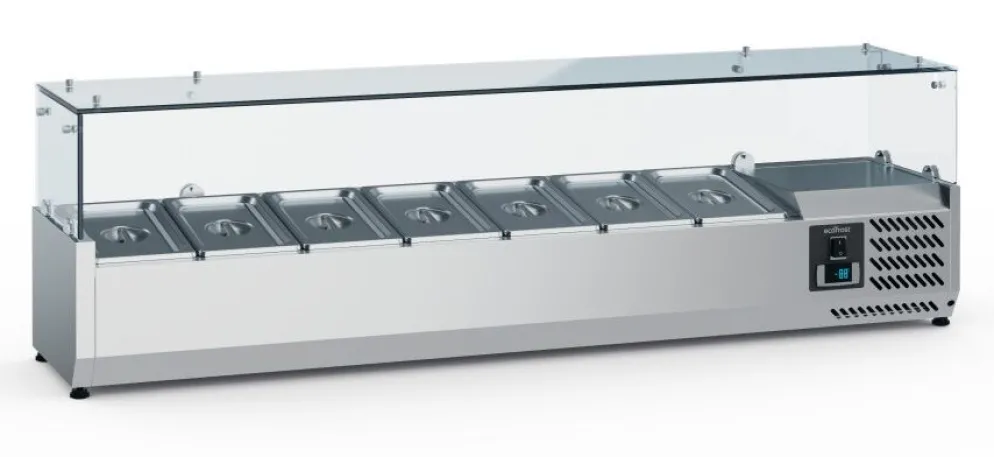 ecoFrost Aufsatzkühlvitrine für 7x 1/4 GN, 1600x335x435mm